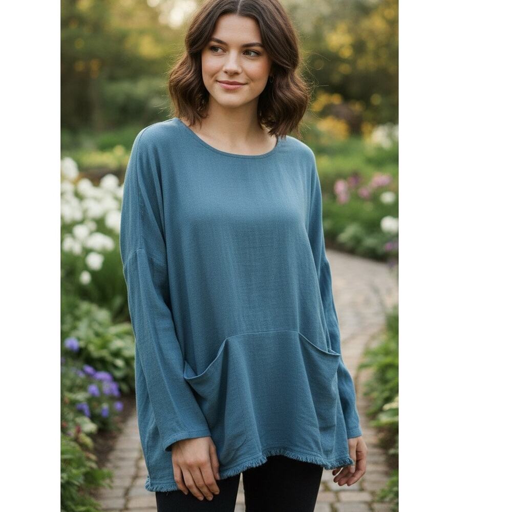 NWT Remixmess linen blend lagenlook blouse